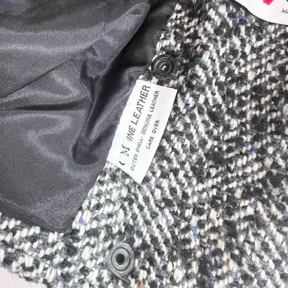 Havoc Jacket Womens Medium White Black Genuine Leather Long Sleeve Cropped Coat - Picture 5 of 12